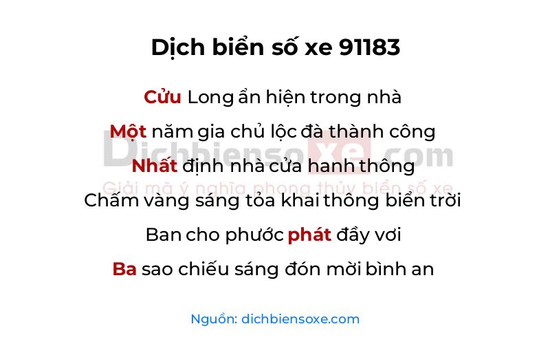 Dịch thơ biển số 91183