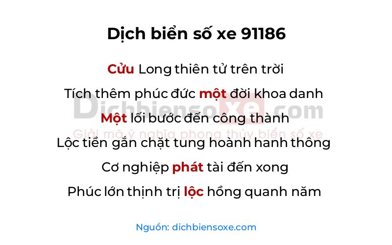 Dịch thơ biển số 91186
