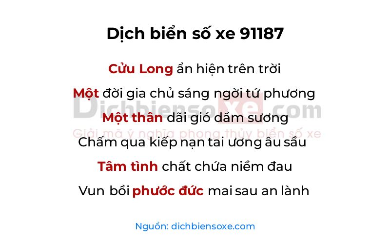 Dịch thơ biển số 91187