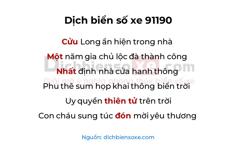Dịch thơ biển số 91190