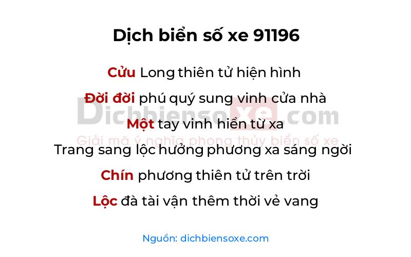 Dịch thơ biển số 91196