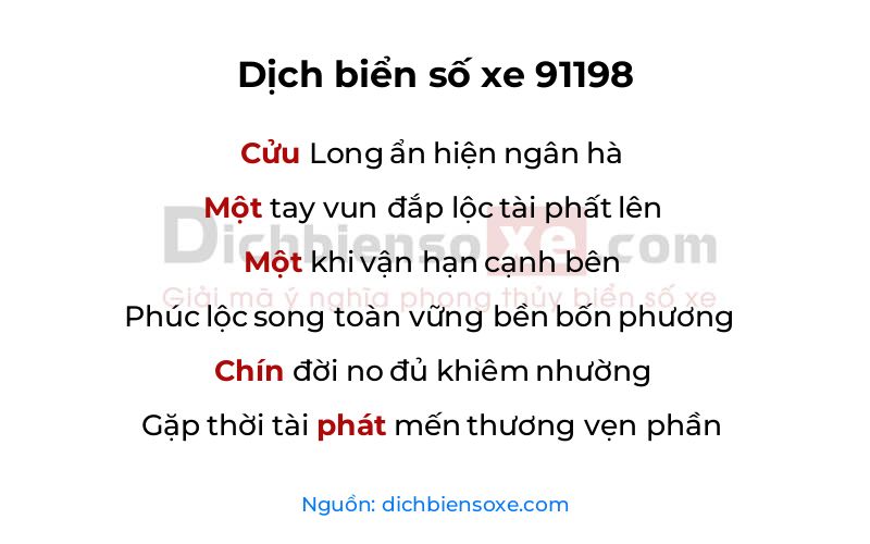 Dịch thơ biển số 91198