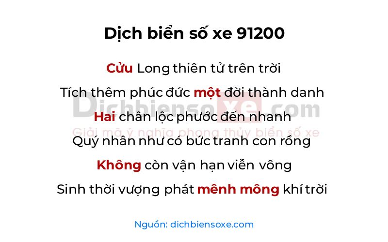 Dịch thơ biển số 91200