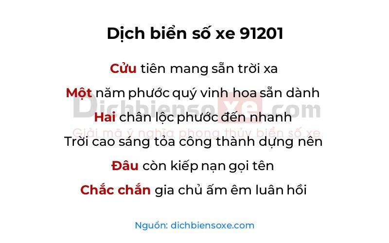 Dịch thơ biển số 91201