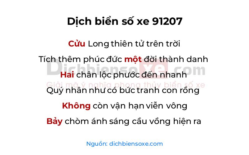 Dịch thơ biển số 91207