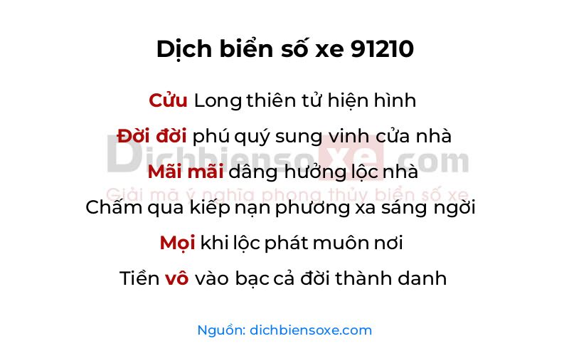 Dịch thơ biển số 91210