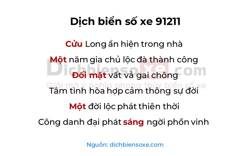 Dịch thơ biển số 91211
