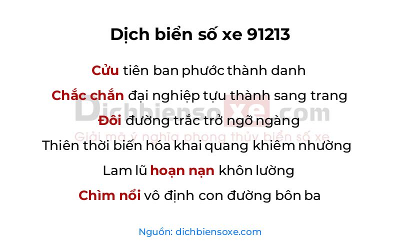 Dịch thơ biển số 91213