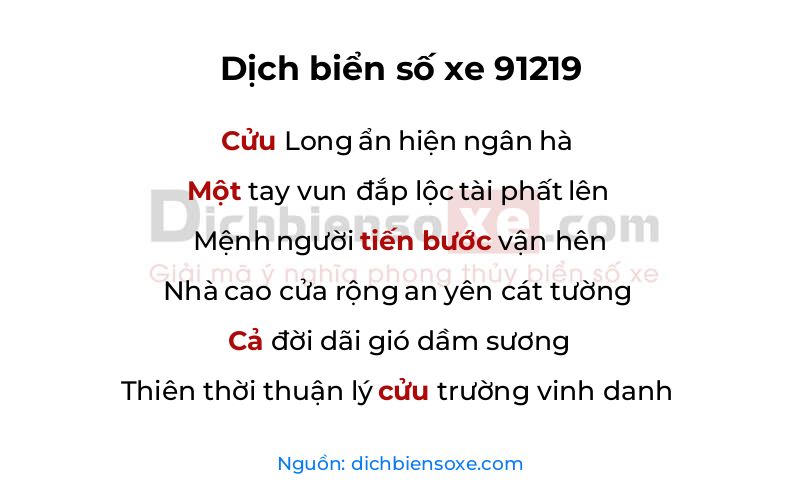 Dịch thơ biển số 91219