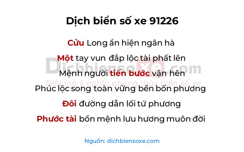 Dịch thơ biển số 91226