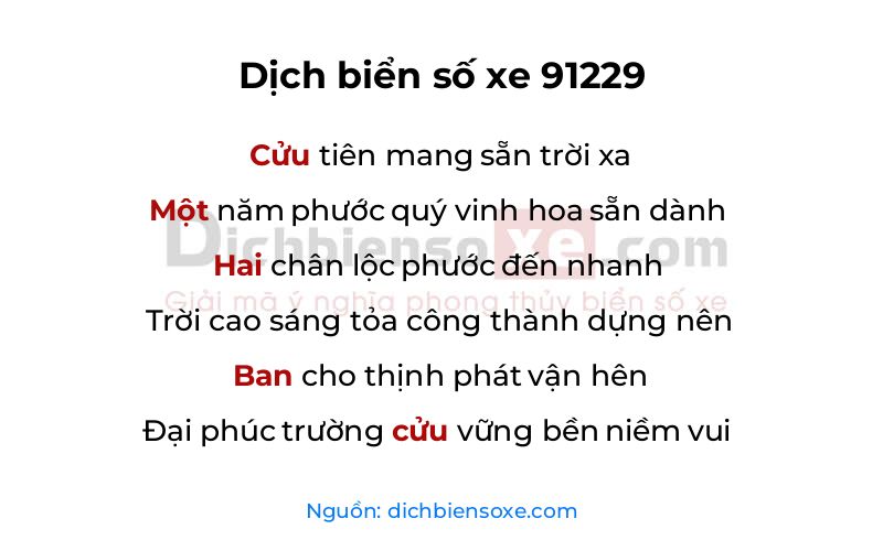 Dịch thơ biển số 91229