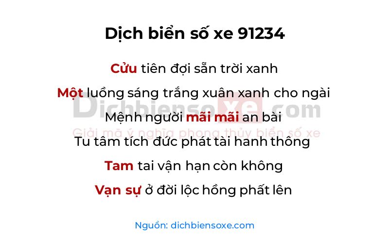 Dịch thơ biển số 91234