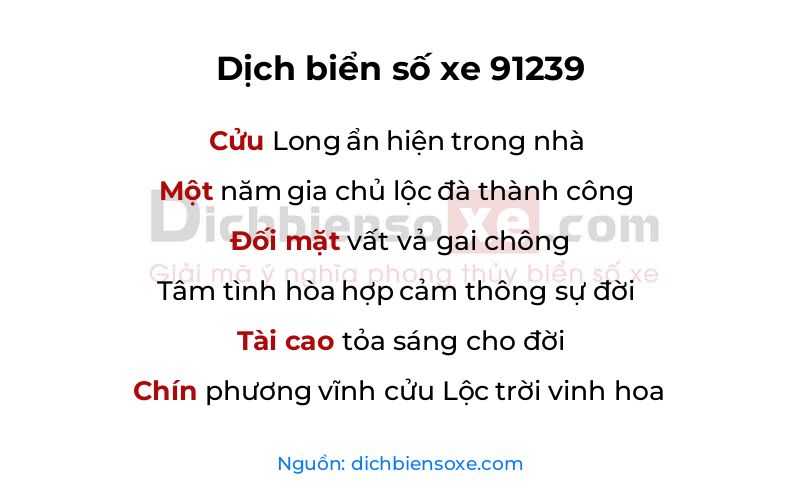 Dịch thơ biển số 91239