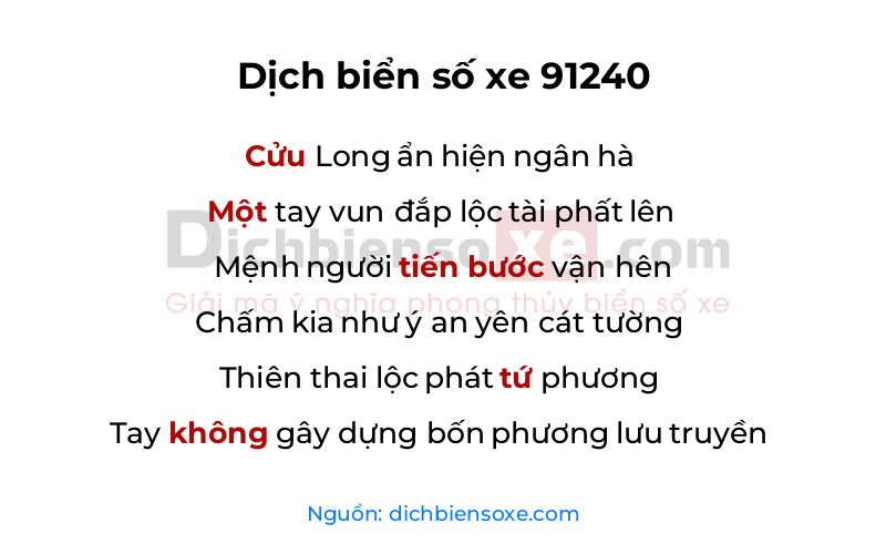 Dịch thơ biển số 91240