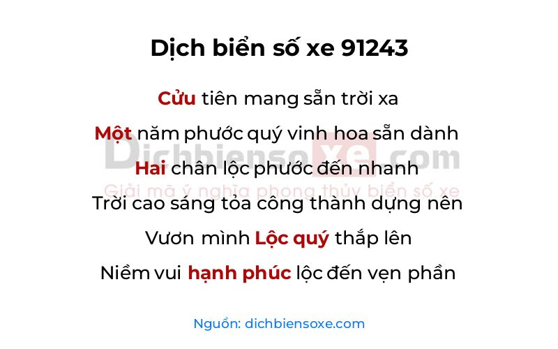 Dịch thơ biển số 91243