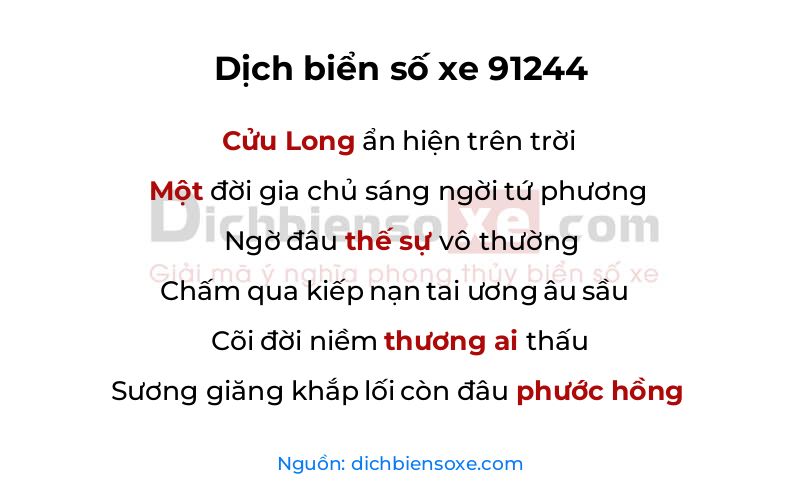 Dịch thơ biển số 91244