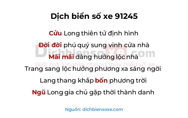 Dịch thơ biển số 91245