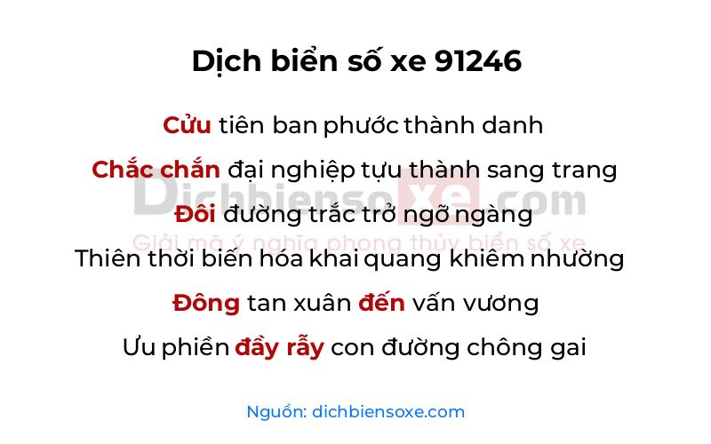 Dịch thơ biển số 91246