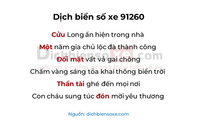 Dịch thơ biển số 91260