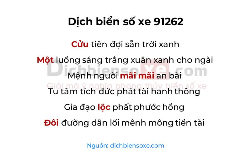 Dịch thơ biển số 91262