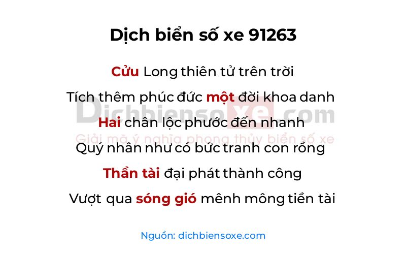 Dịch thơ biển số 91263