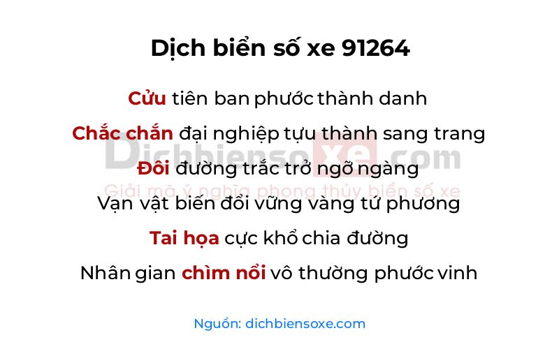Dịch thơ biển số 91264