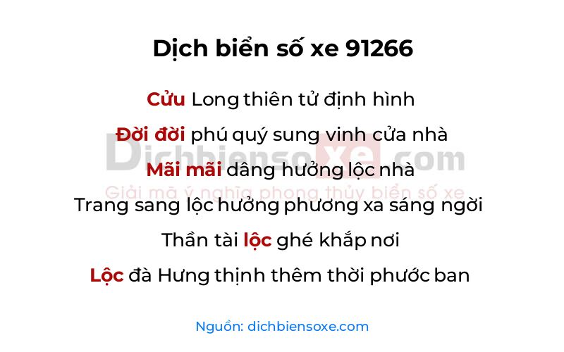 Dịch thơ biển số 91266