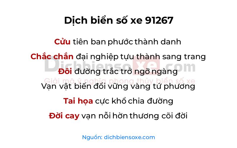 Dịch thơ biển số 91267
