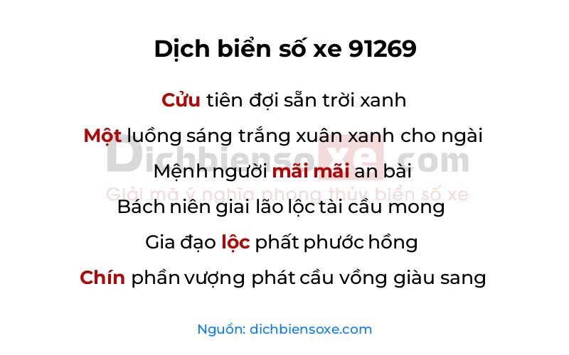 Dịch thơ biển số 91269