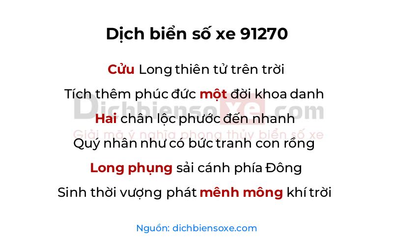 Dịch thơ biển số 91270