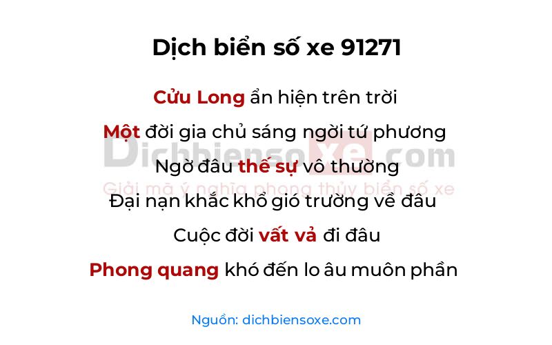 Dịch thơ biển số 91271