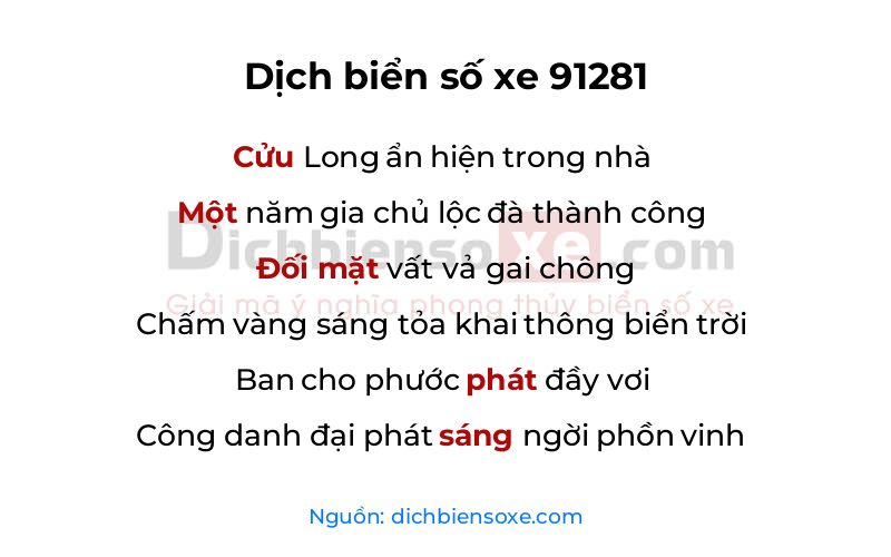 Dịch thơ biển số 91281