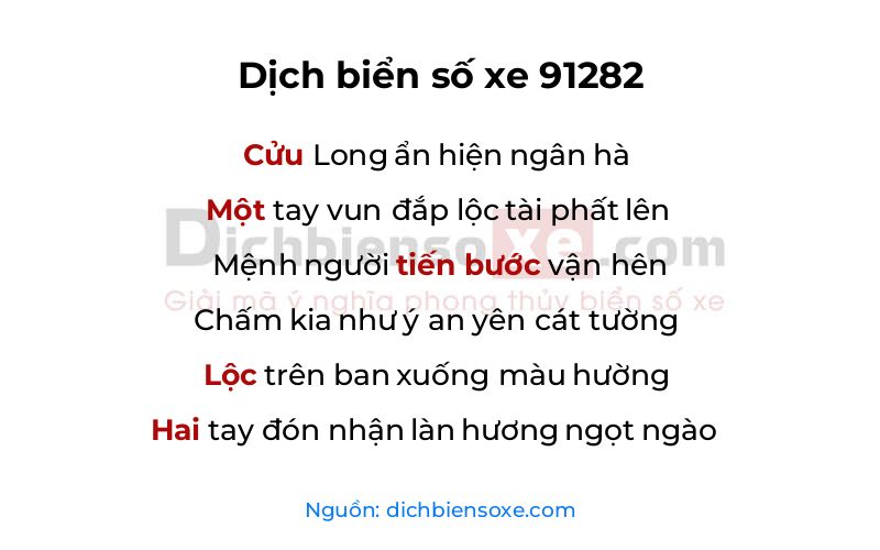 Dịch thơ biển số 91282