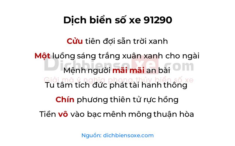 Dịch thơ biển số 91290