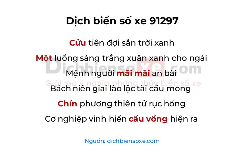 Dịch thơ biển số 91297