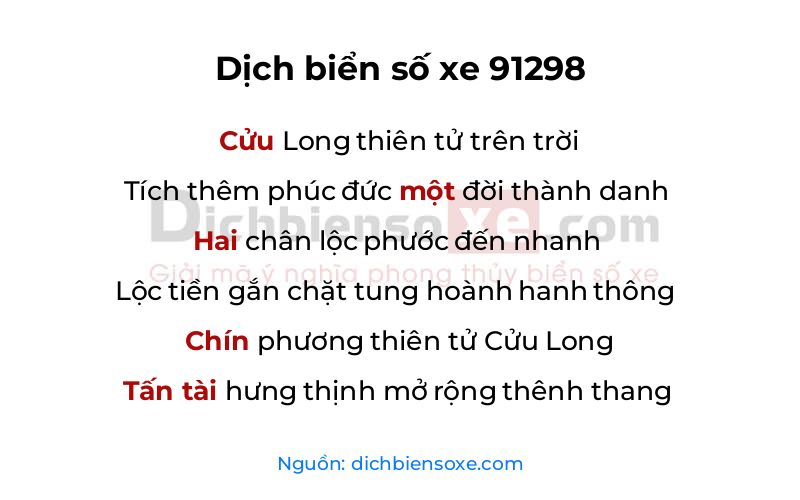 Dịch thơ biển số 91298