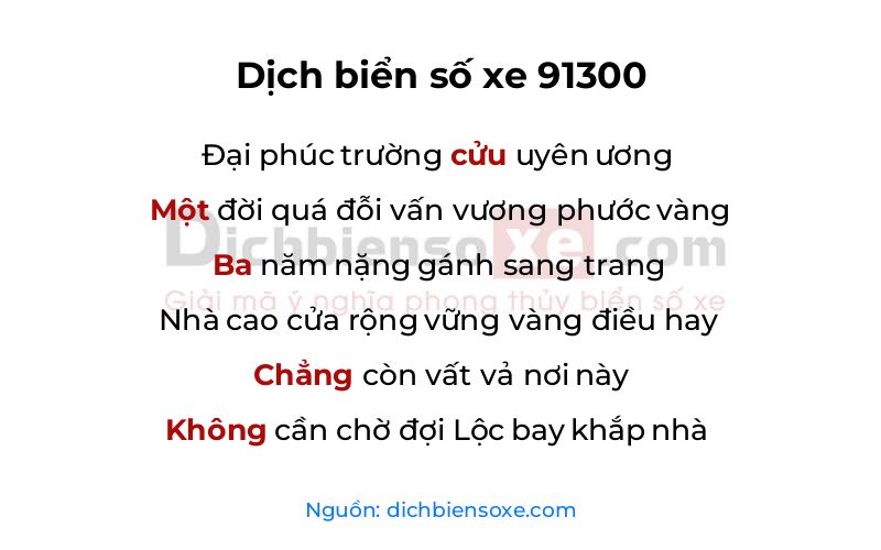 Dịch thơ biển số 91300