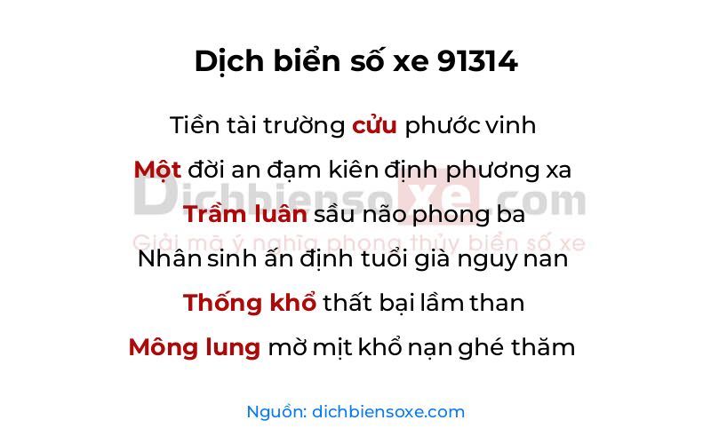 Dịch thơ biển số 91314