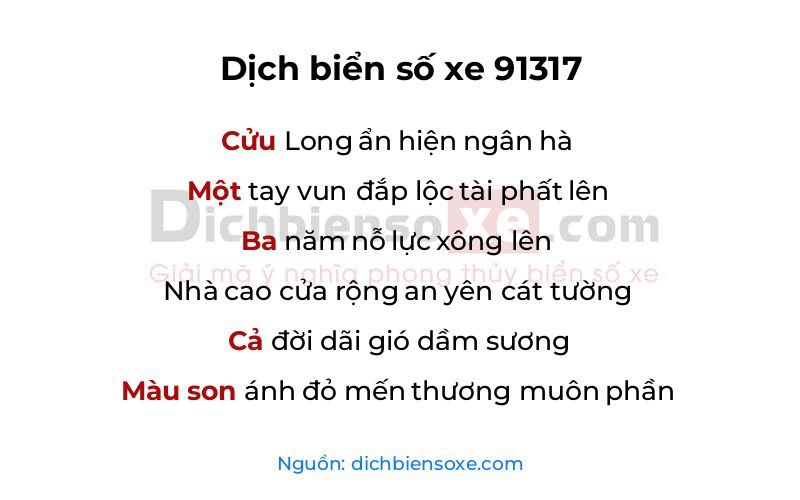 Dịch thơ biển số 91317