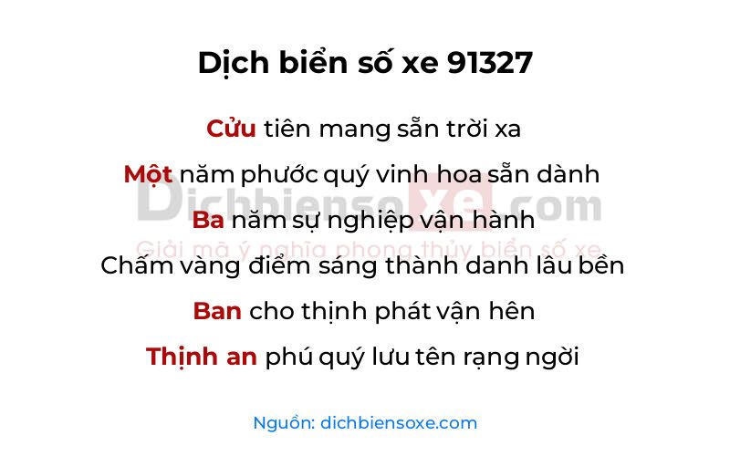 Dịch thơ biển số 91327