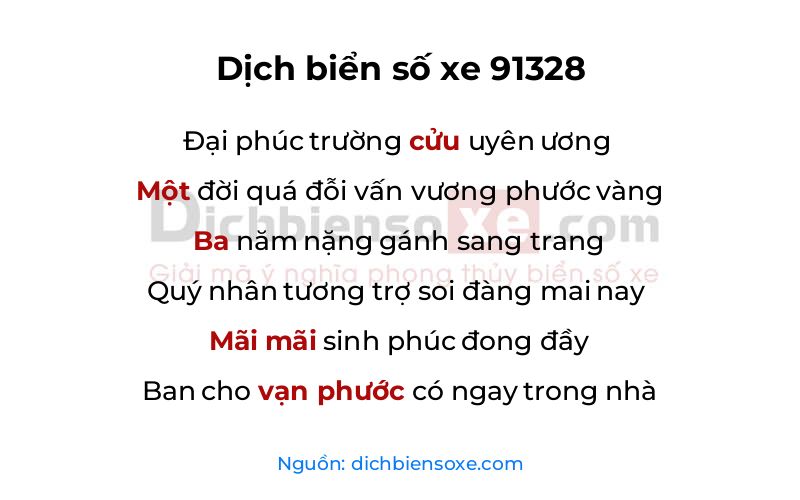 Dịch thơ biển số 91328