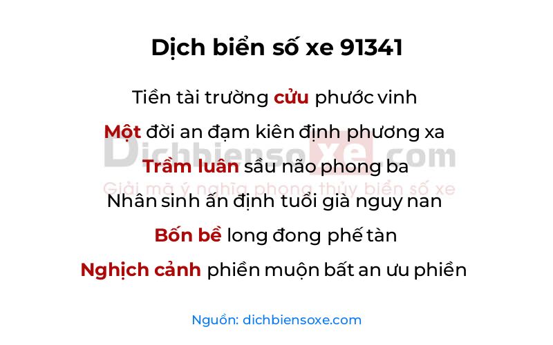 Dịch thơ biển số 91341