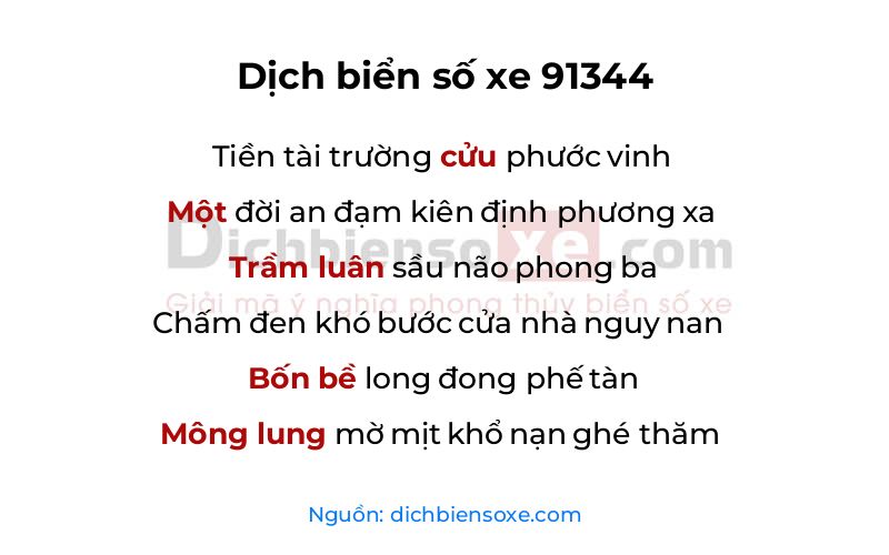 Dịch thơ biển số 91344