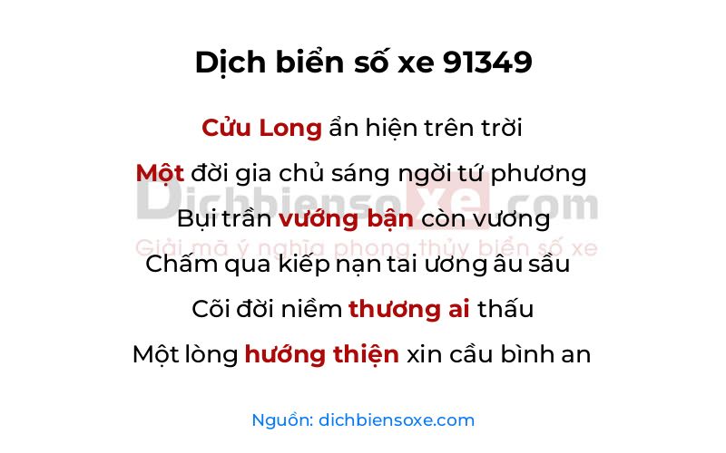 Dịch thơ biển số 91349