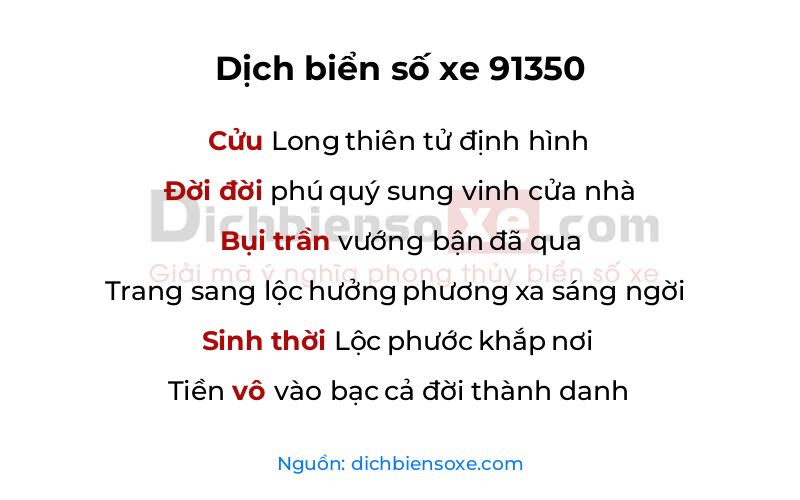 Dịch thơ biển số 91350