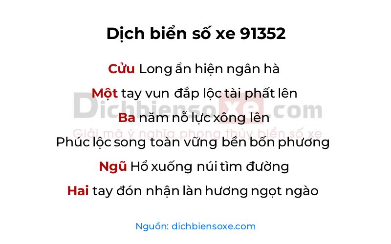 Dịch thơ biển số 91352