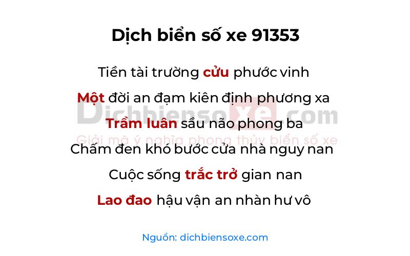 Dịch thơ biển số 91353