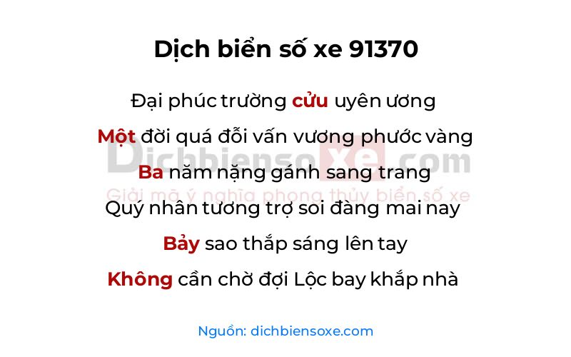 Dịch thơ biển số 91370