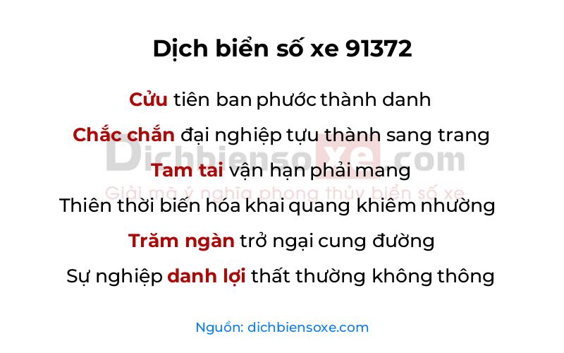 Dịch thơ biển số 91372