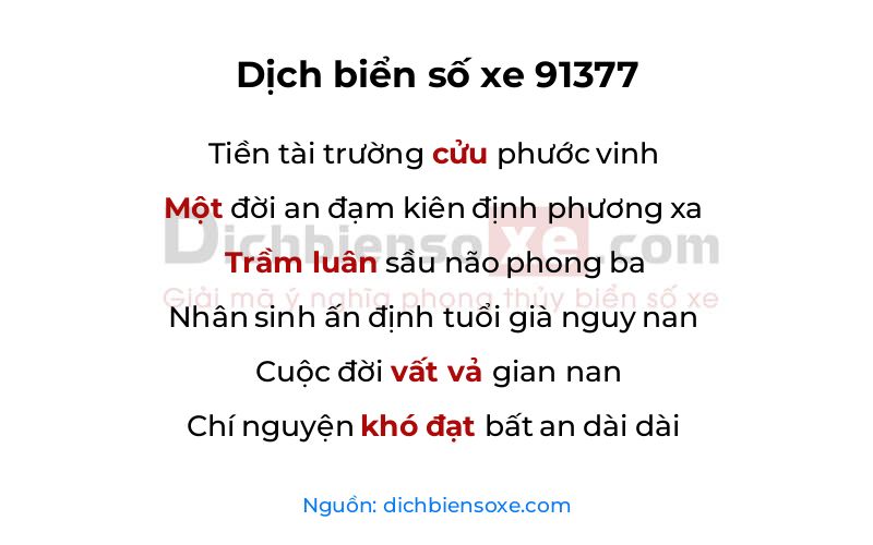 Dịch thơ biển số 91377